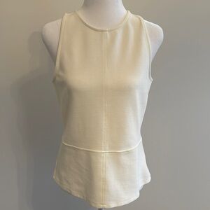 Ann Taylor White Sleeveless Top with Peplum seam at waist Size Small